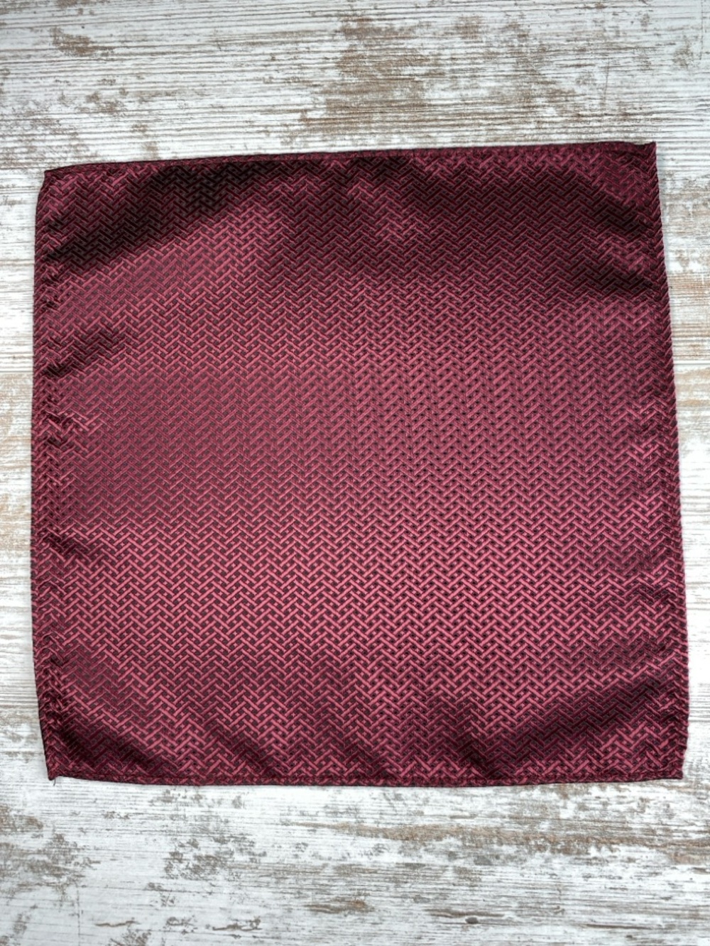Burgundy Pocket Square Woven Geometric Silk Blend Formal Wedding Handkerchief
